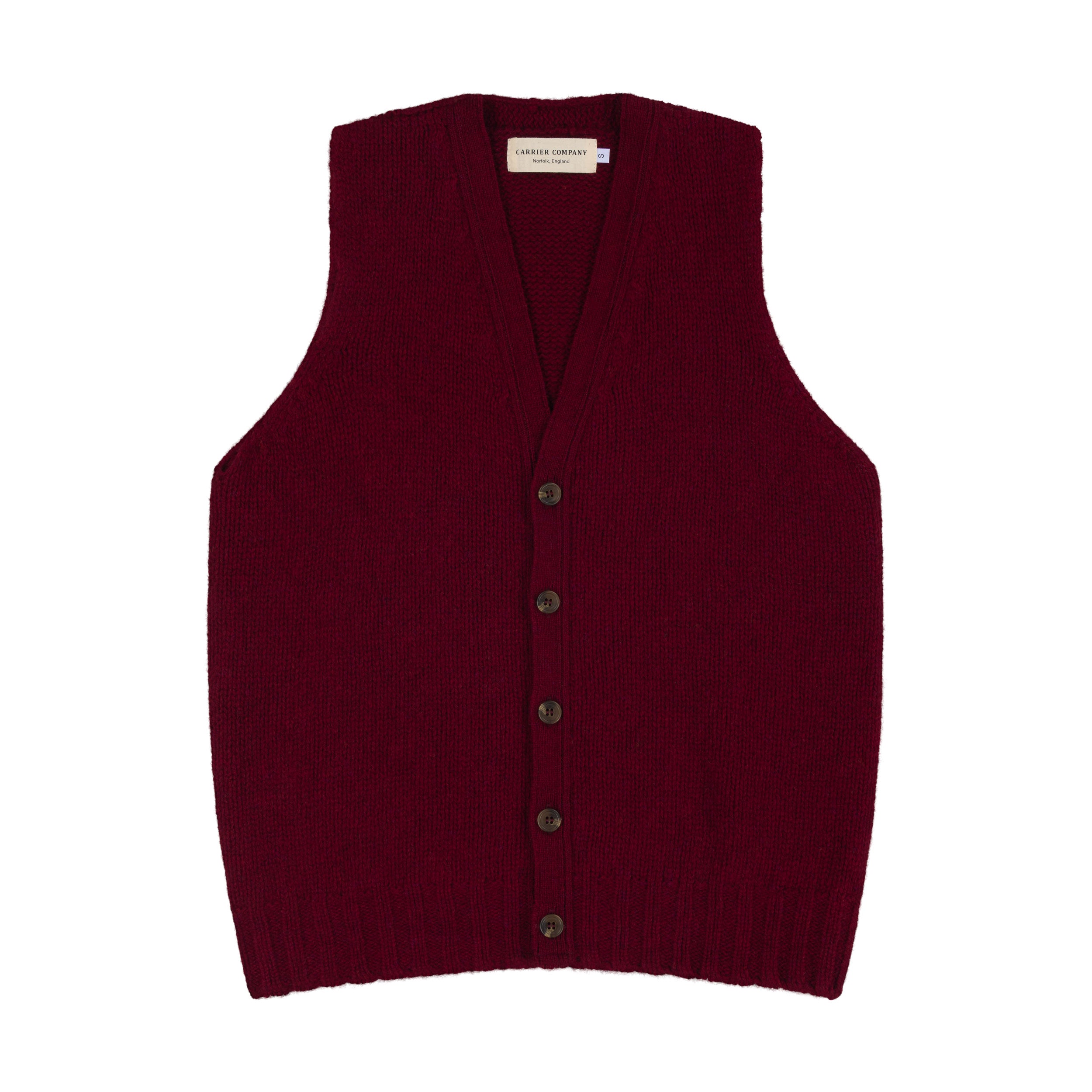 Carrier Company 4 Ply Sleeveless Cardigan In Garnet