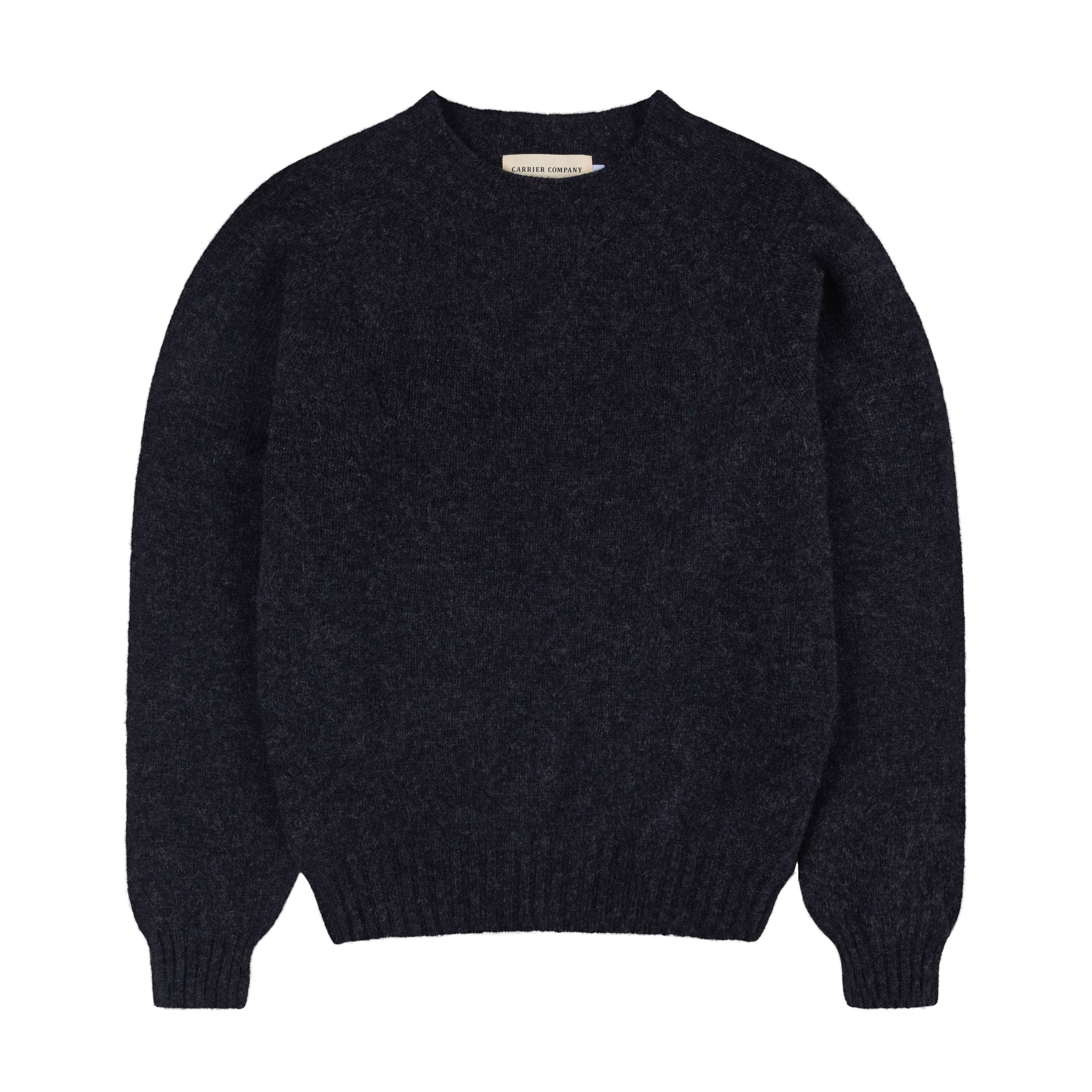 Carrier Company Shetland Wool Jumper In Coal Lambswool