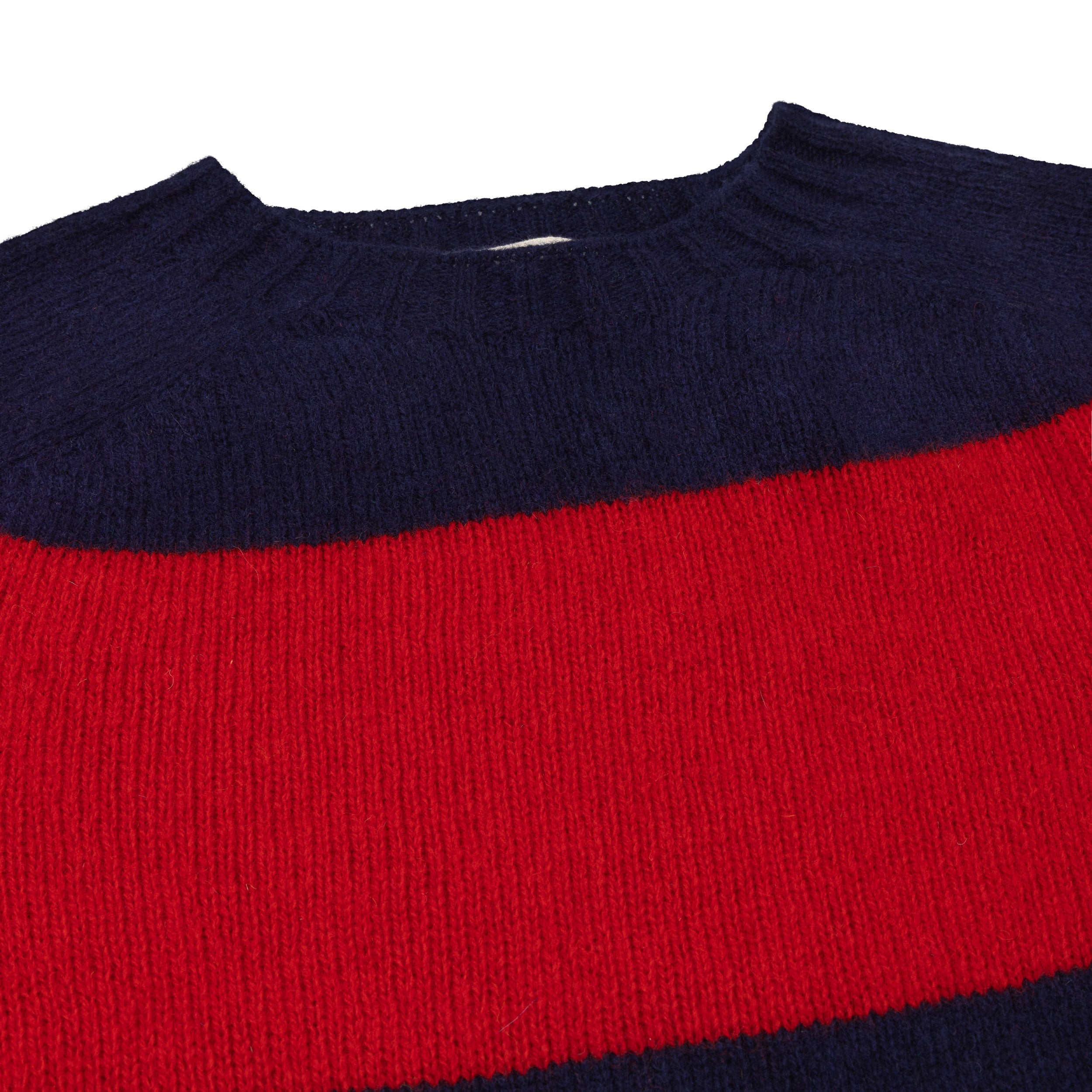 Carrier Company Banded Lambswool Jumper In Navy & Red Lambswool.