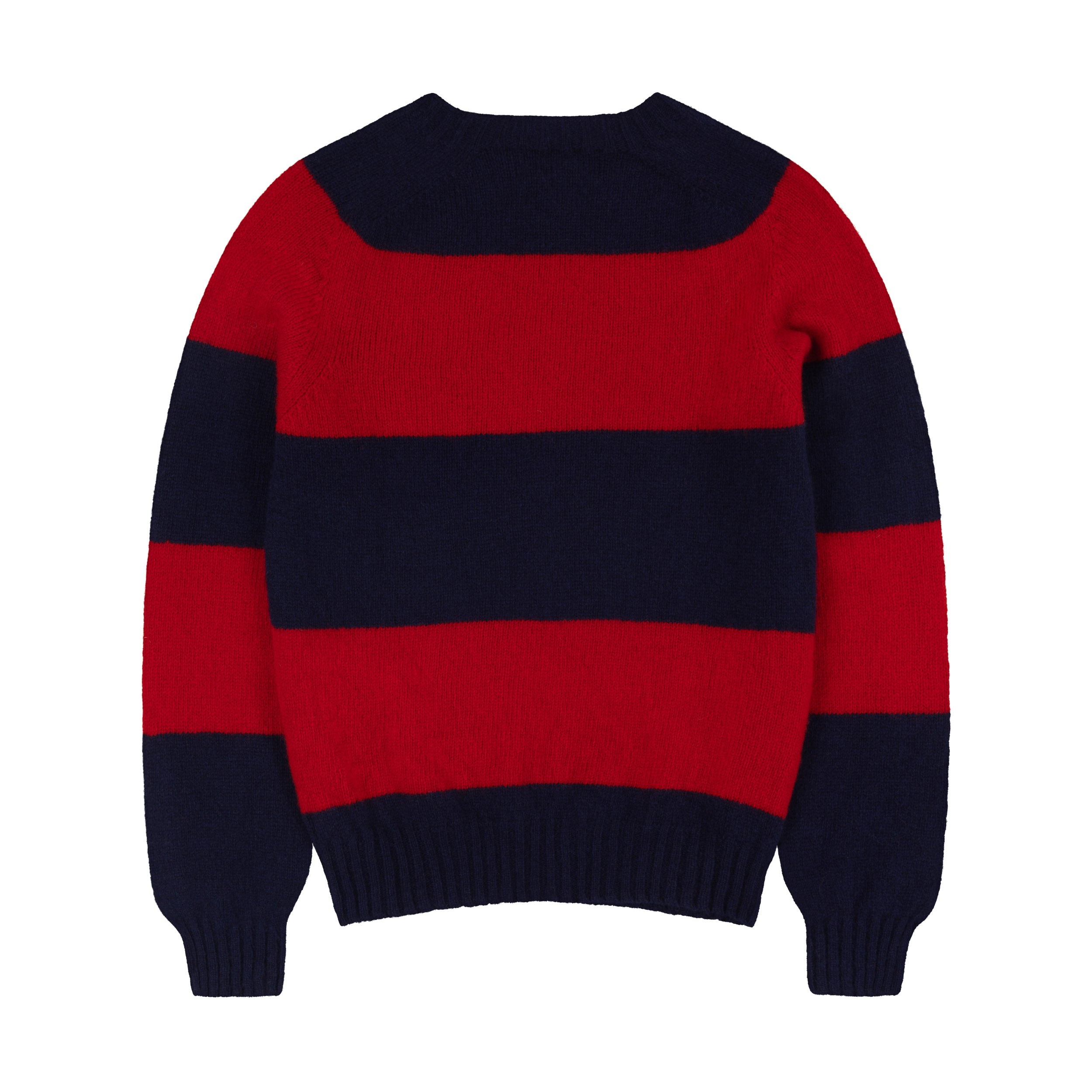 Carrier Company Banded Lambswool Jumper In Navy & Red Lambswool.