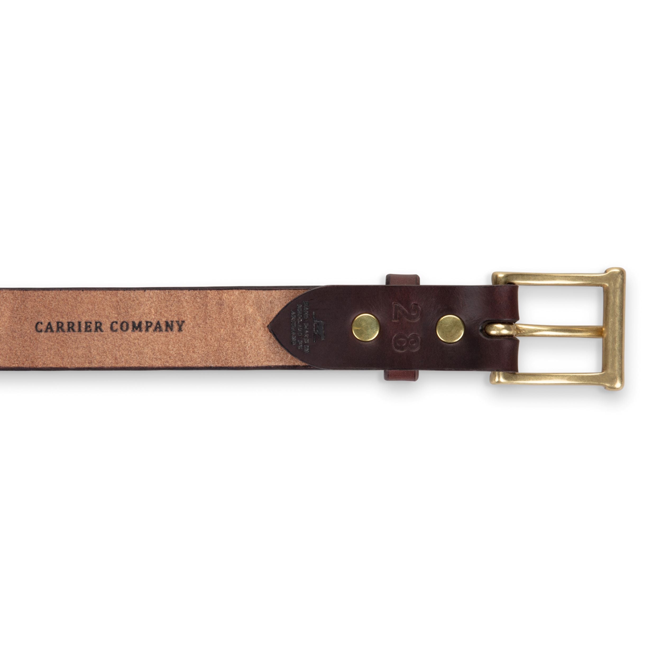STURDY BROWN LEATHER BELT WITH GOLD BUCKLE