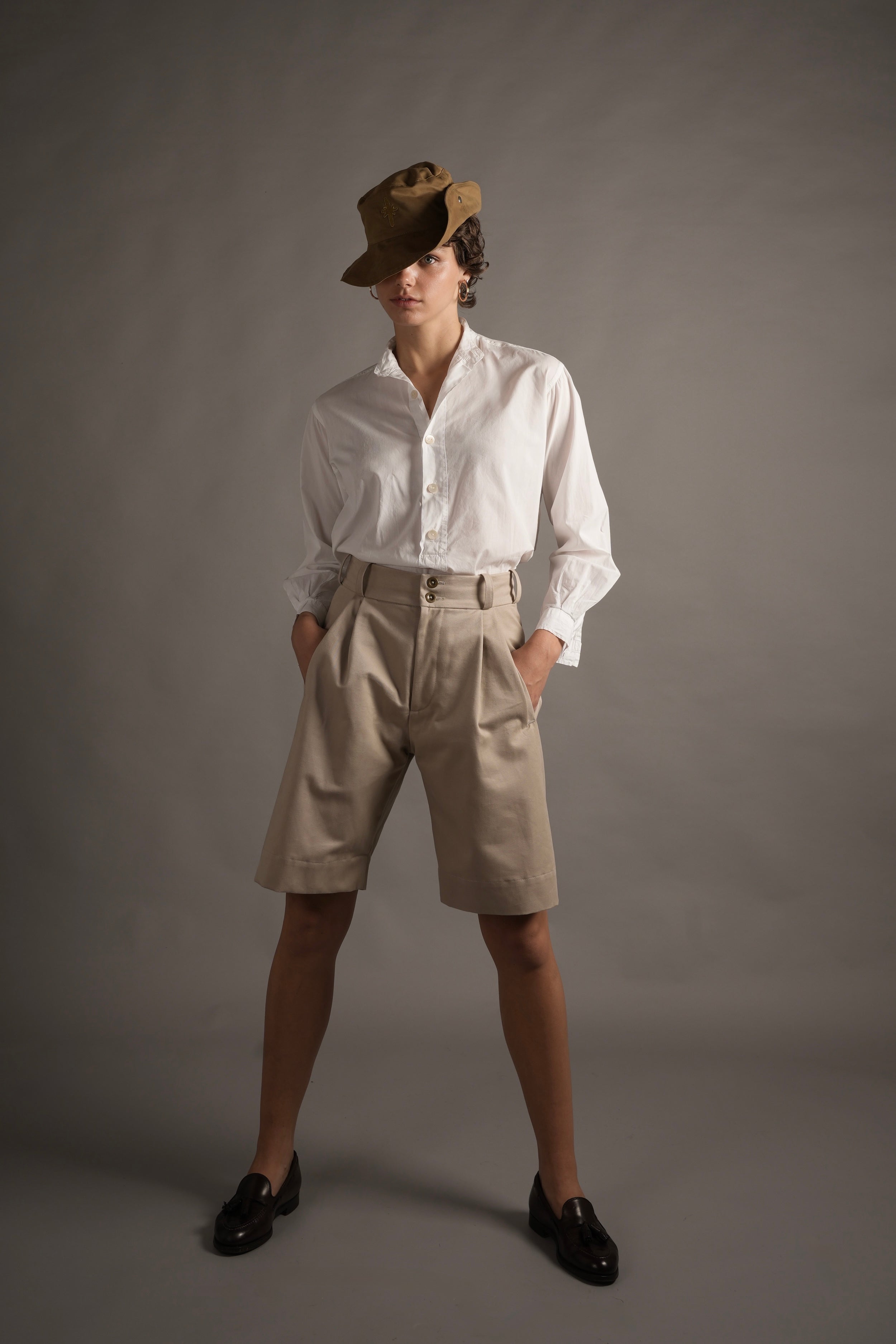 Woman wears Carrier Company Lightweight Collarless Shirt