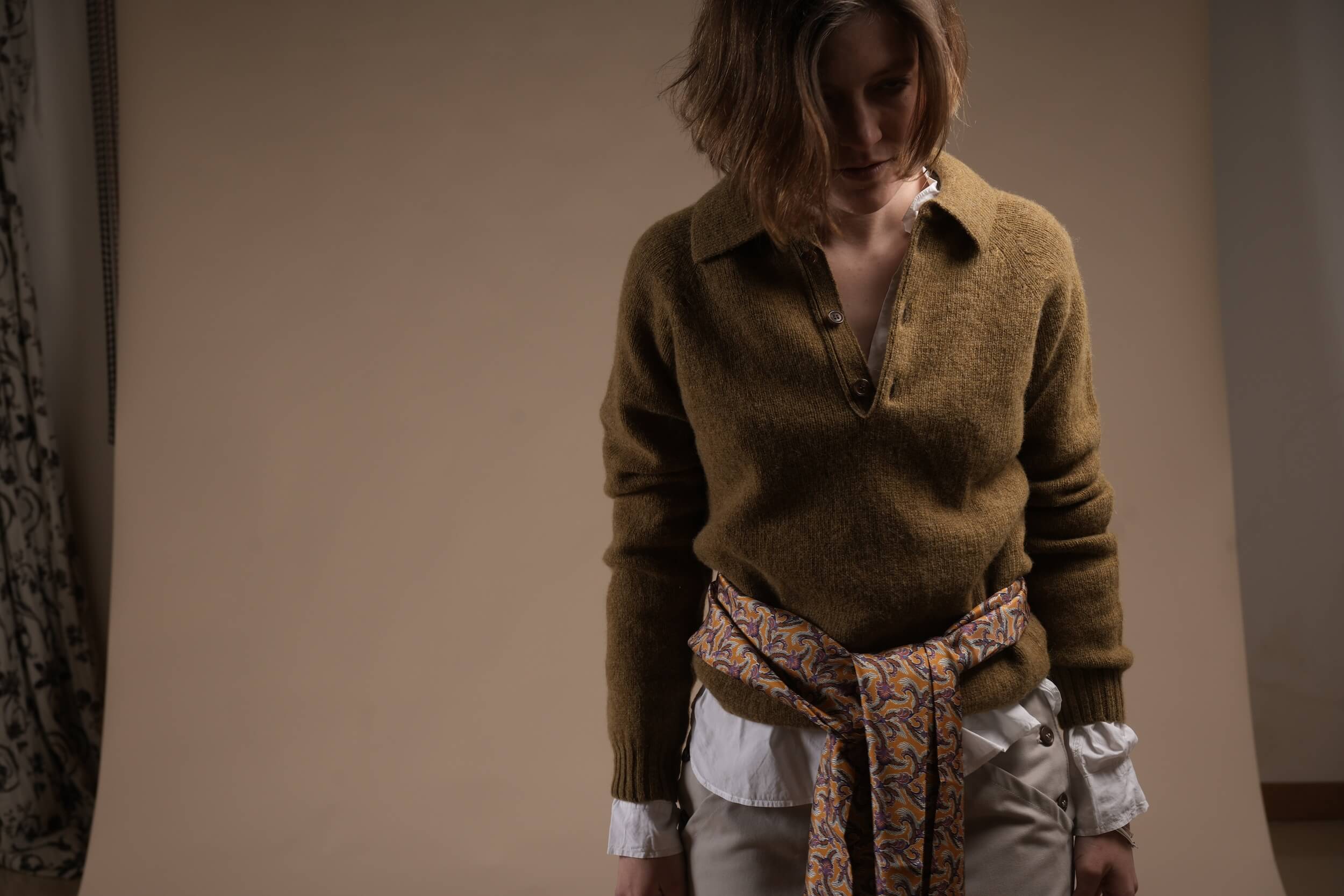 Minna Wears Carrier Company Wool Polo In Sea Moss