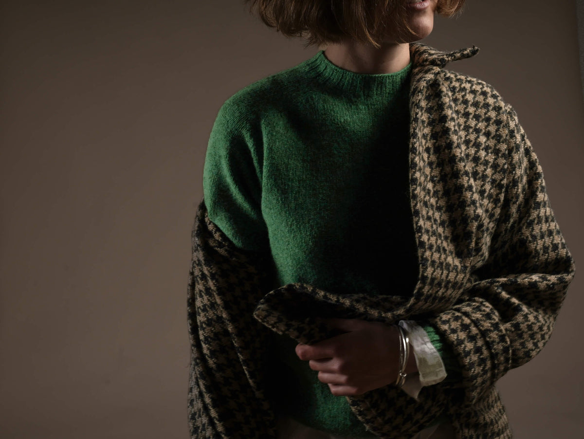 Minna Wears Carrier Company Shetland Wool Jumper In Jade Lambswool