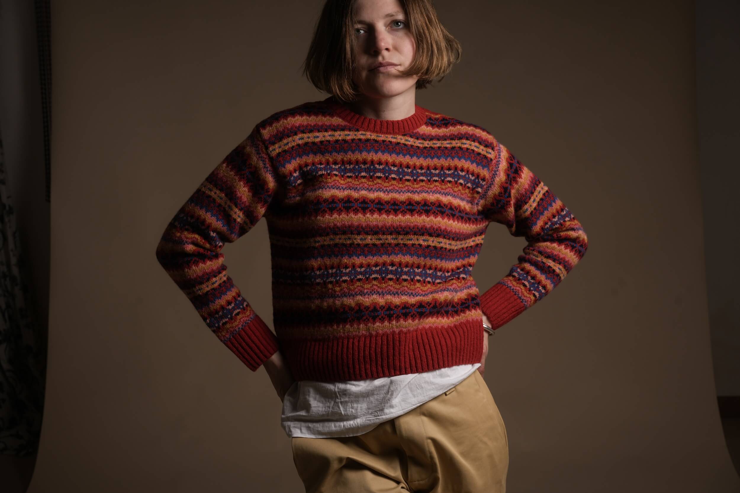 Minna Wears Carrier Company Fair Isle Jumper In Ruby