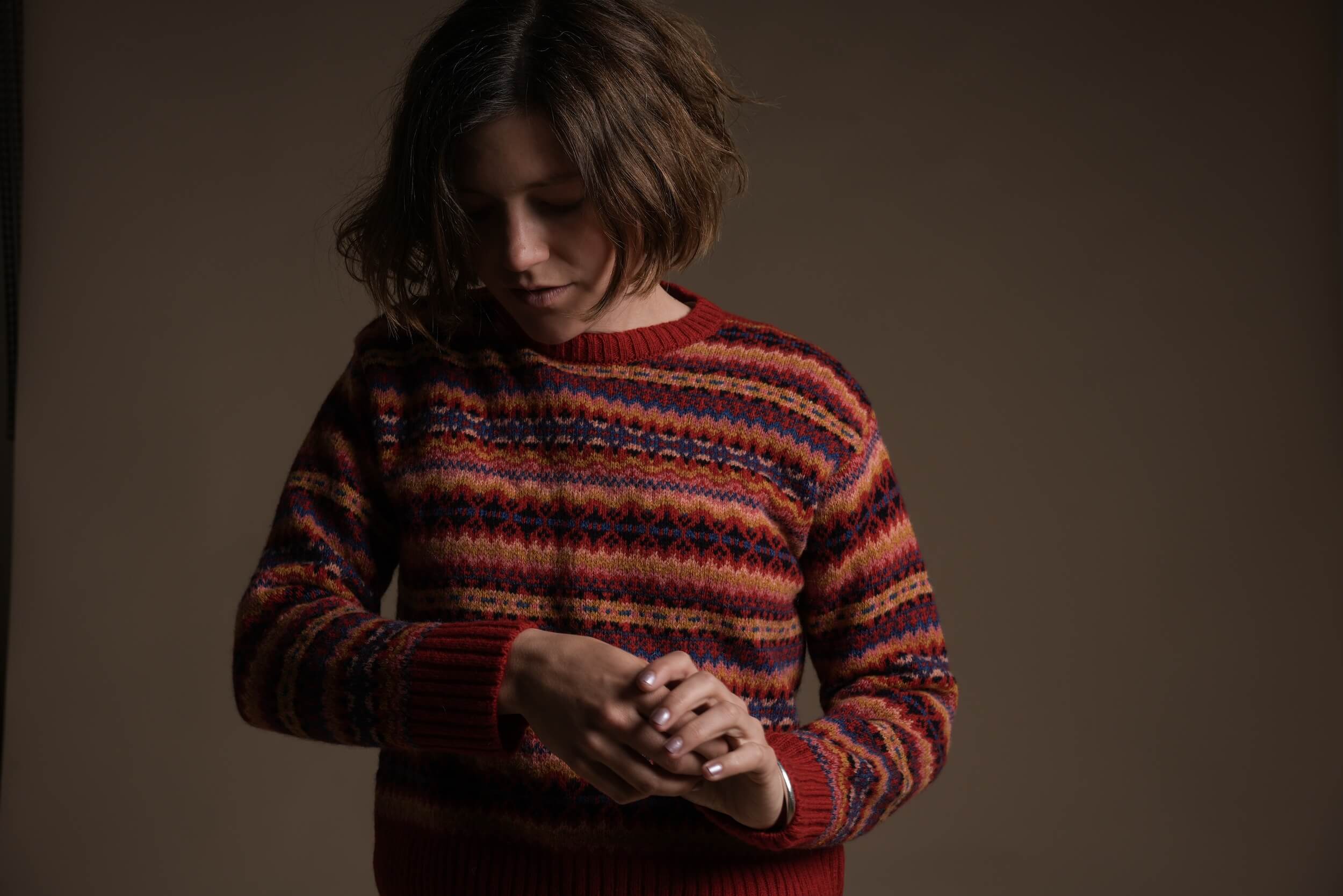 Minna Wears Carrier Company Fair Isle Jumper In Ruby