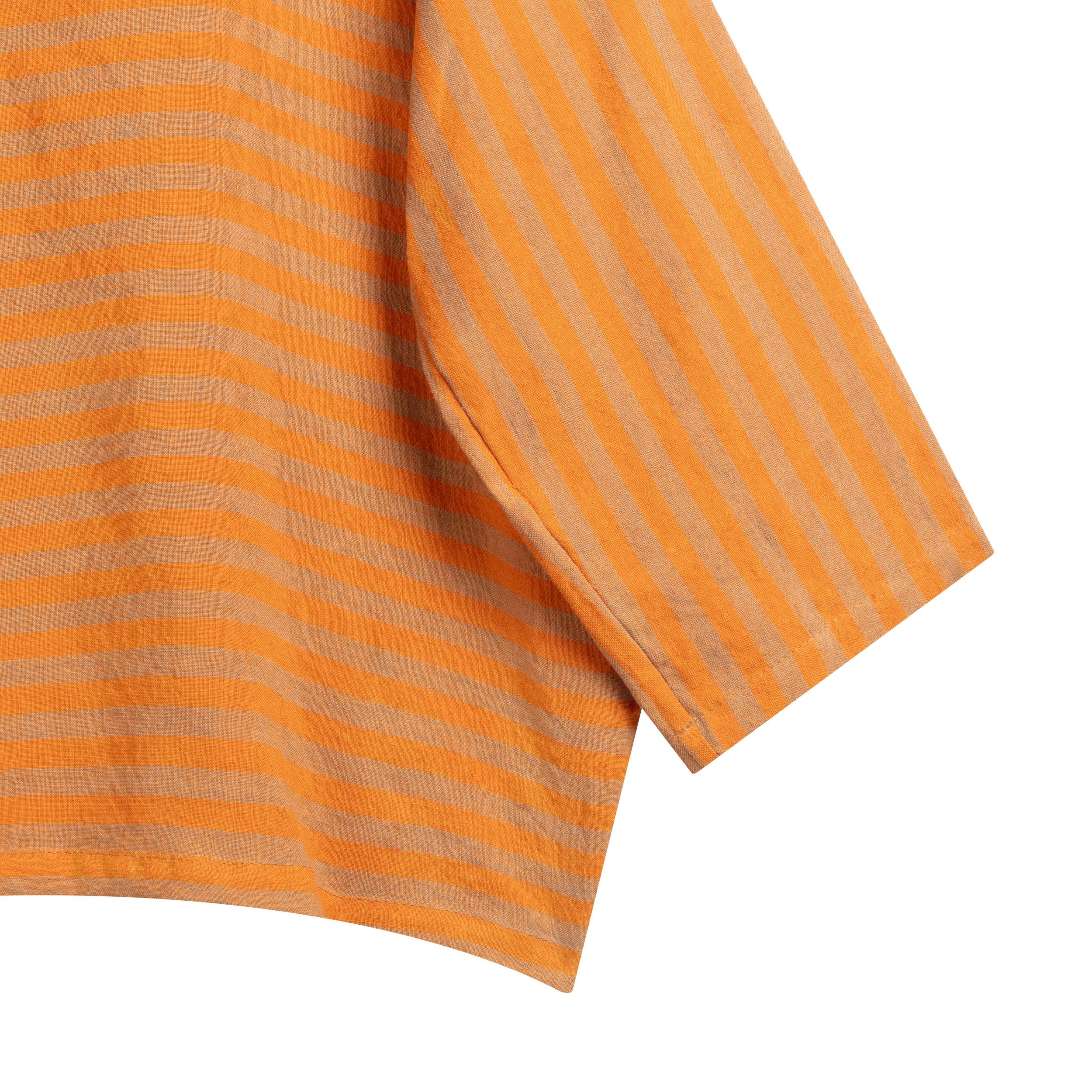 Carrier Company Linen Tee Shirt in Orange and Brown Stripe