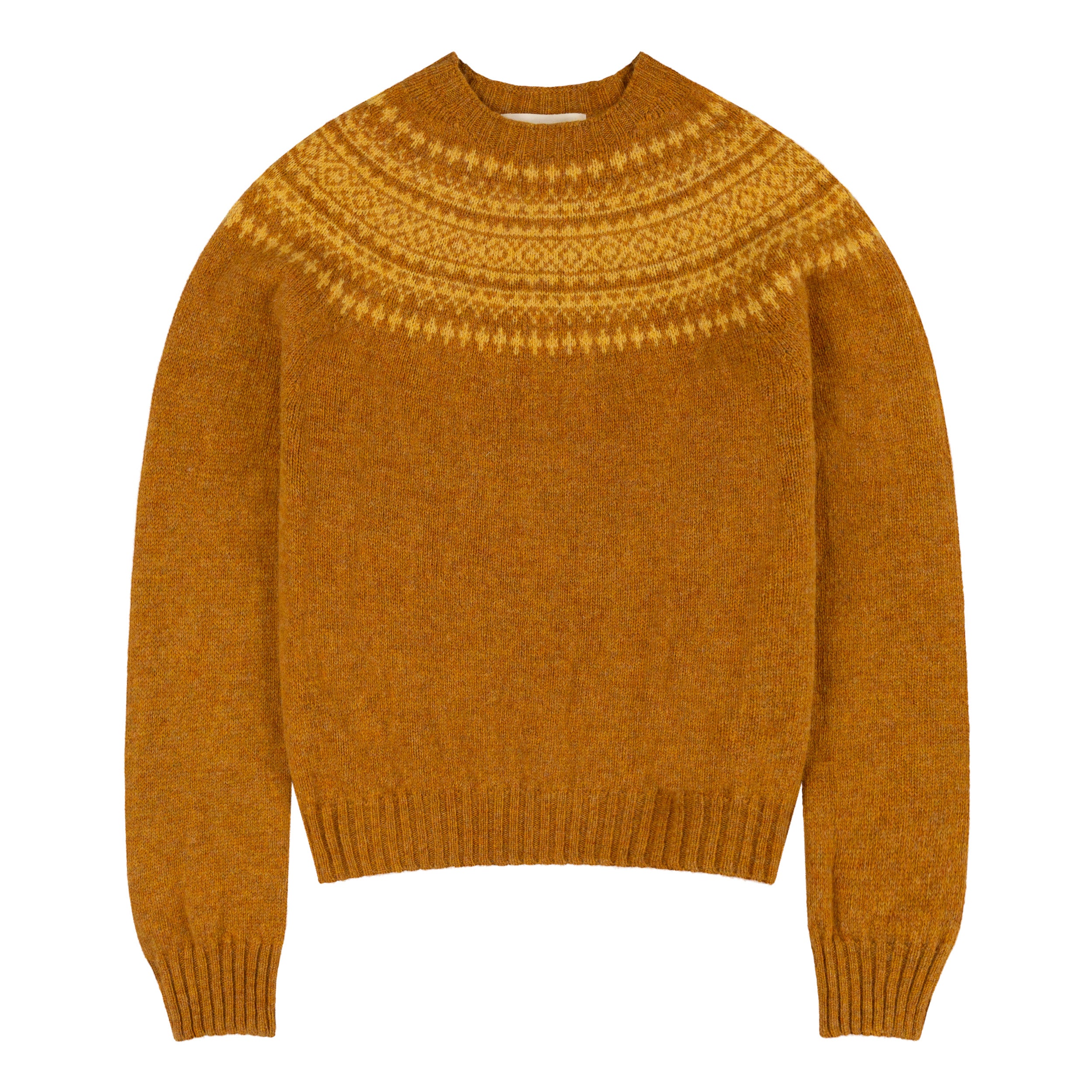 Carrier Company Yoke Shetland Lambswool Jumper In Sunflowers