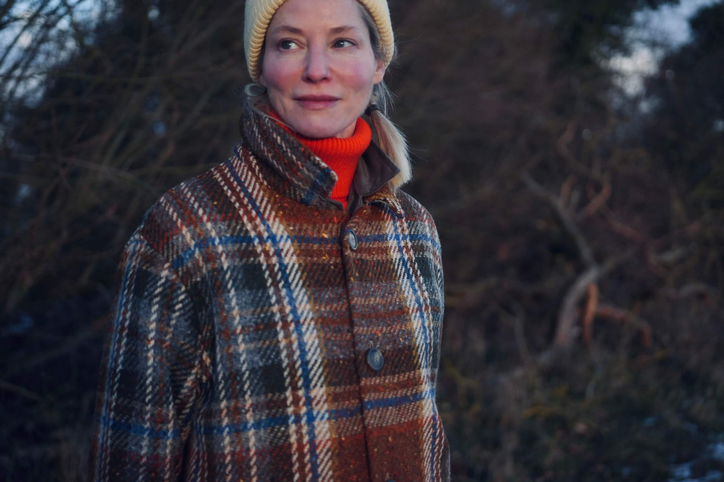 Sienna Wears Carrier Company Textured Polo Neck In Satsuma