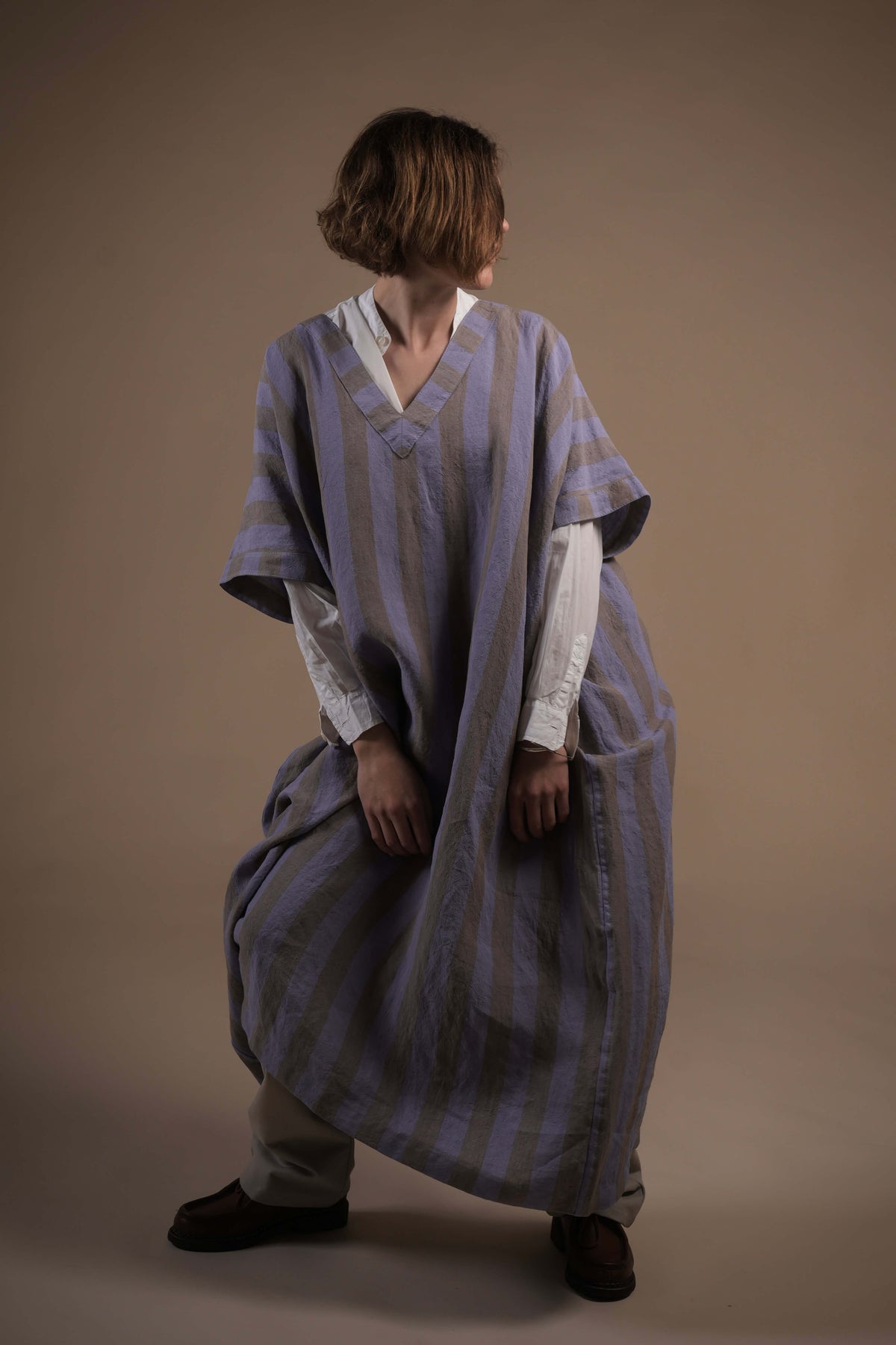 Minna Wears Carrier Company Dish-Dash In Striped Linen