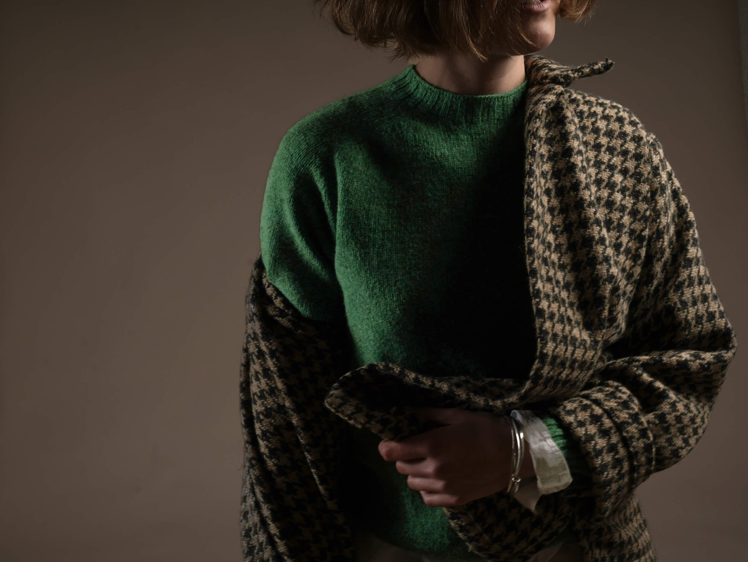 Minna Wears Carrier Company Celtic Wool Jacket in Houndstooth
