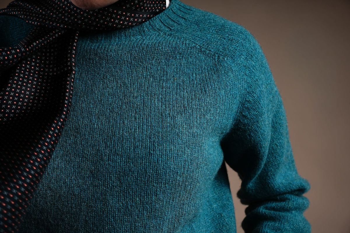 Minna Wears Carrier Company Shetland Wool Jumper In  Kingfisher Lambswool
