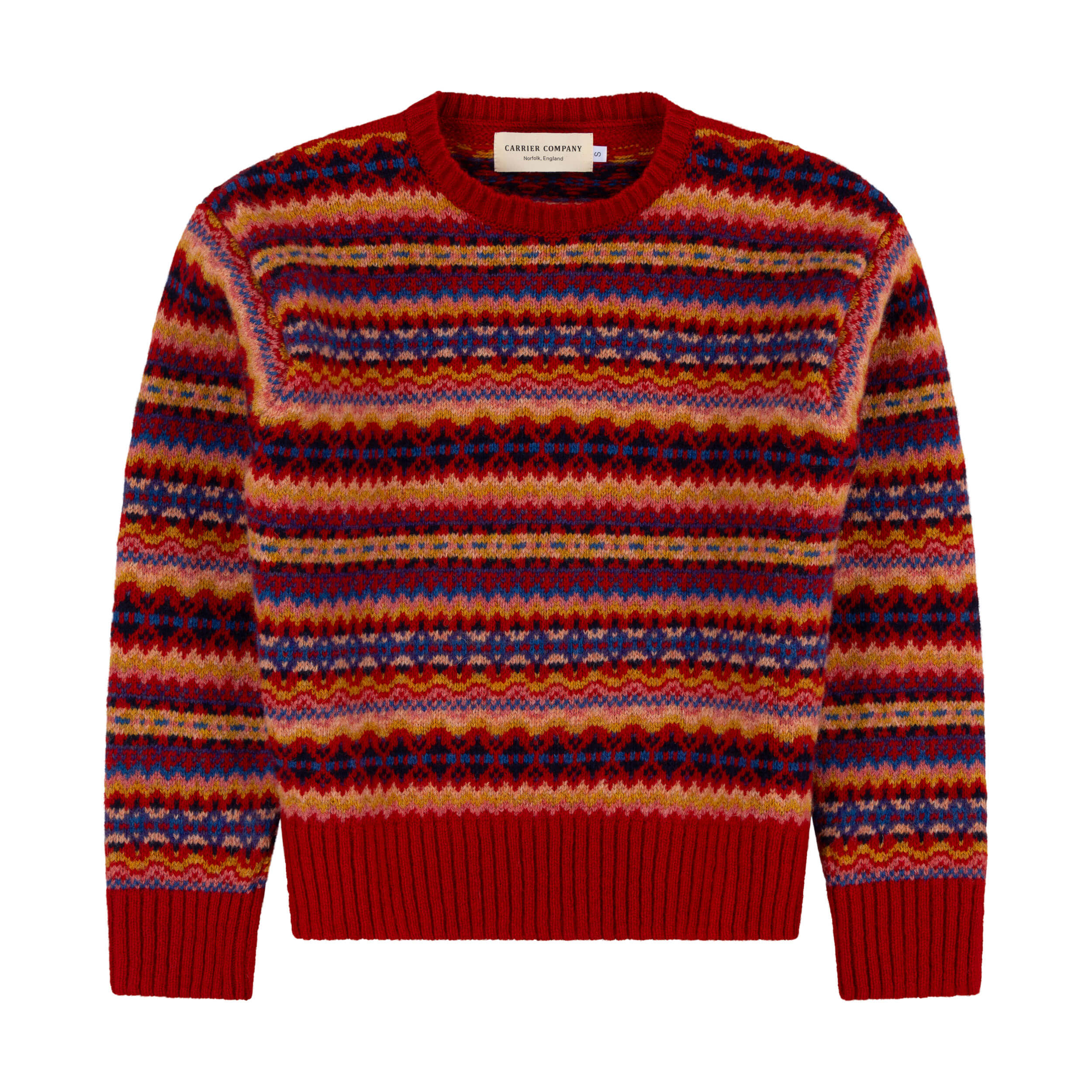 Carrier Company Fair Isle Jumper In Ruby