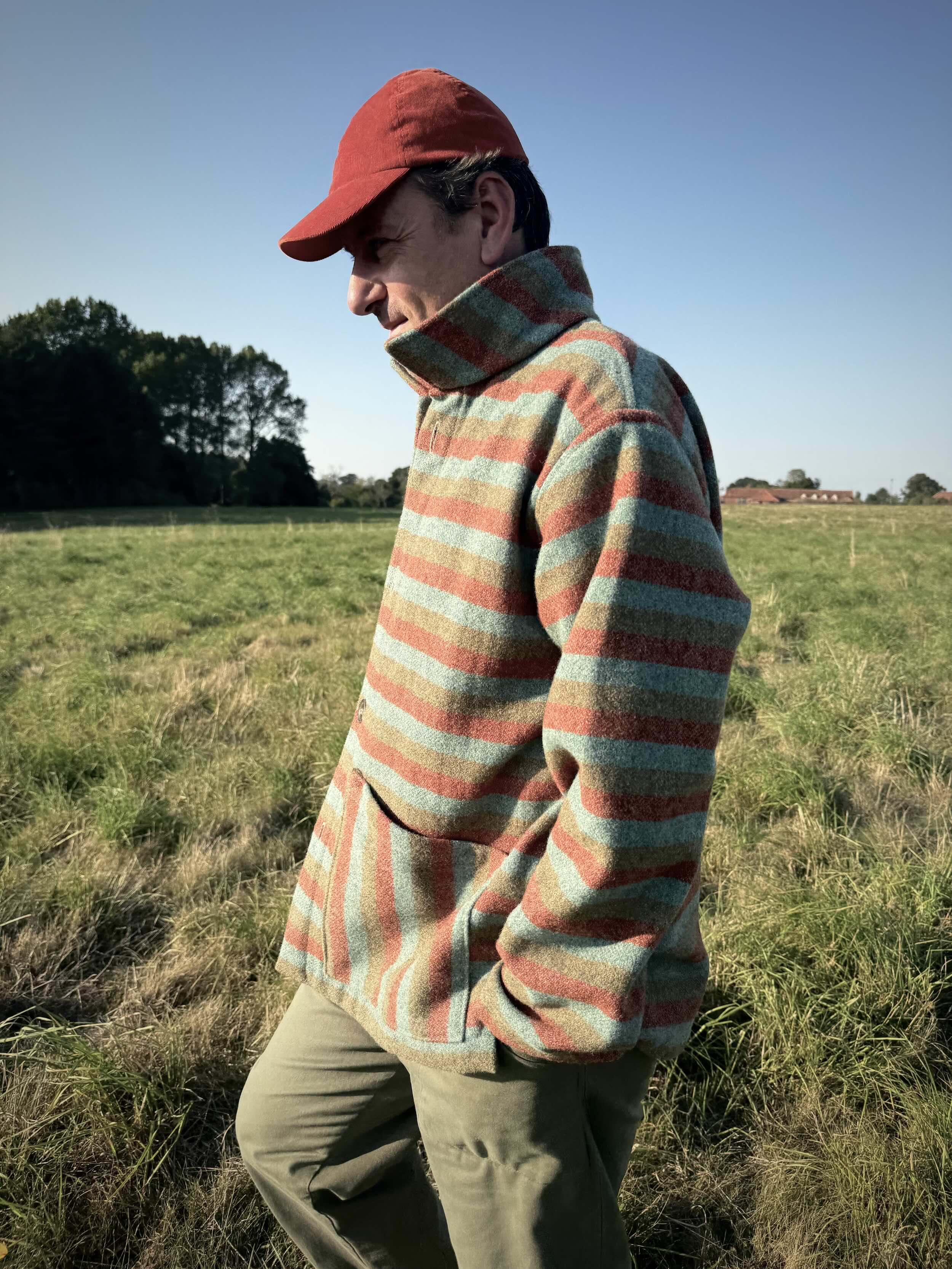 Enzo wears Carrier Company Yorkshire Wool Striped Jacket