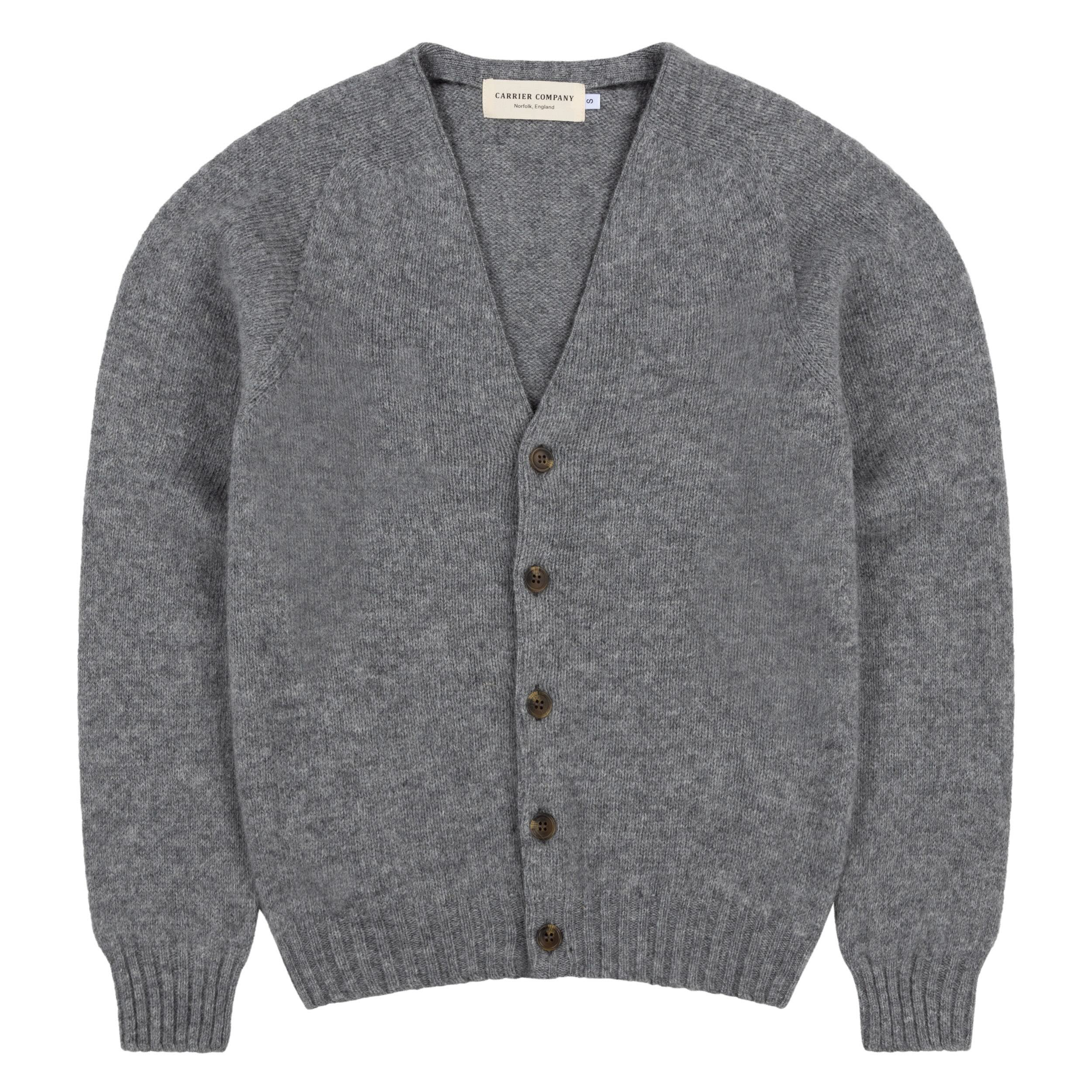 Carrier Company Shetland Wool Cardigan In Grey